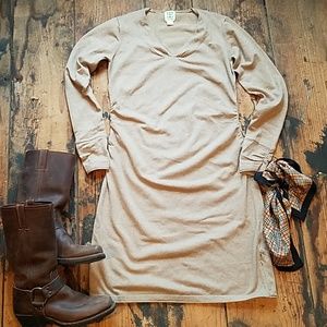 Title Nine beige side ruched sweater dress